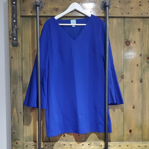 CeCe Elegant Solid Blue Women's Dress - Picture 1 of 4